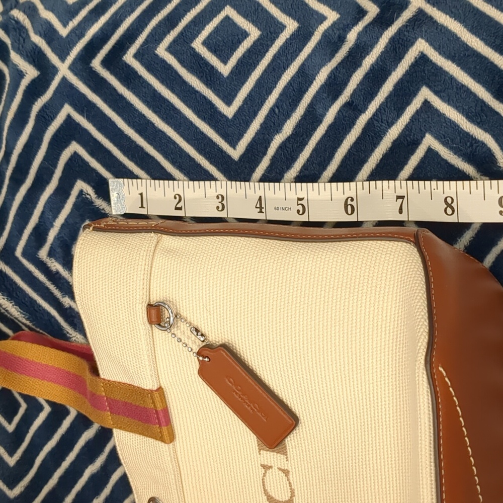 Coach Cream and Brown Small Canvas Tote Bag - Picture 3 of 5
